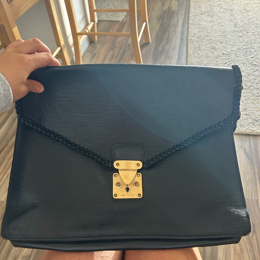 Black Louis Vuitton epi leather briefcase style tote
